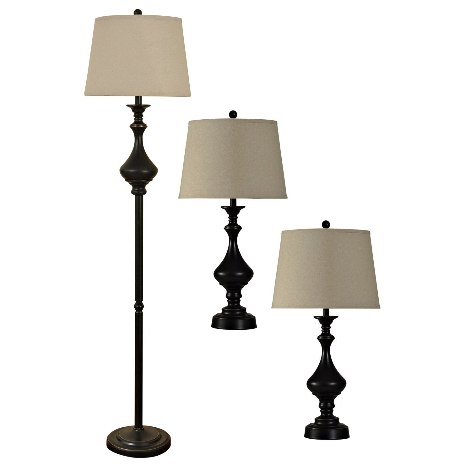 Julia Traditional Antiqued Bronze 3 Piece Set Floor and Two Table The Brick