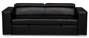 Drake Leather-Look Fabric Sleeper Sofa - Black