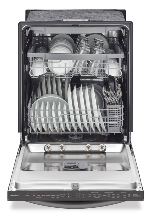 LG 24\" 46 dBA Built-In Top-Control Smart Dishwasher with QuadWash® - Smudge Proof Black Stainless Steel - LDTS5552D