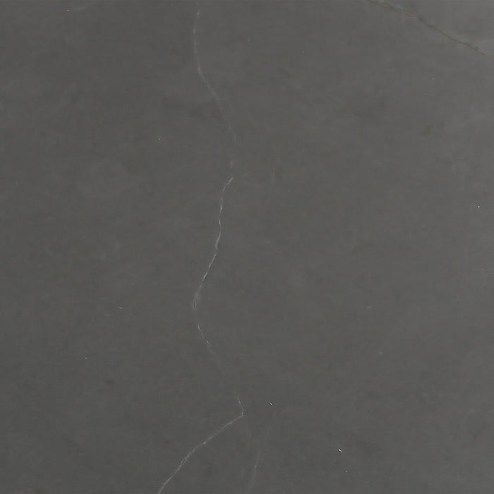 Hamilton 29.72\" Modern Triangular End Table - Grey Marble Look Top with Black Metal Legs