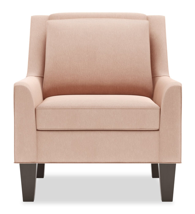 Made in Canada Sofa Lab Customizable Club 29\" Linen-Look Fabric Accent Chair with Wood Legs - Pax Rose Pink