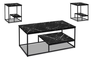 Jules 3-Piece Coffee and Two End Tables Package - Black