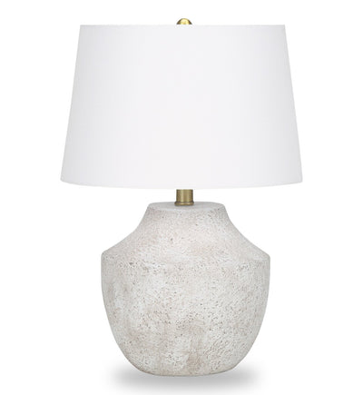 20" Cream Textured Concrete Table Lamp with Ivory Shade|Lampe de table de 20 po béton texturé crème avec abat-jour ivoire