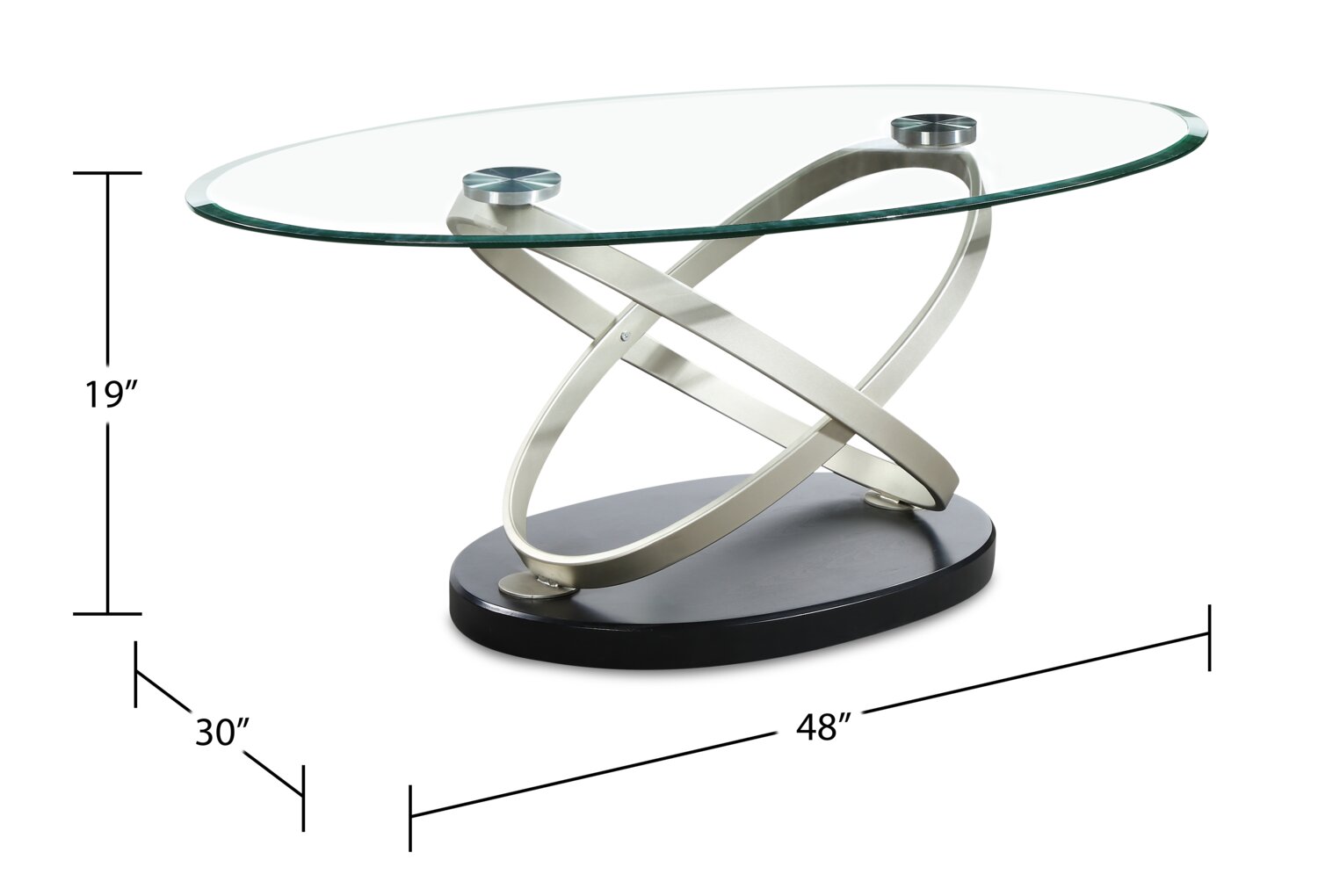 Oval Glass Top Coffee Table With Metal Base
