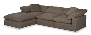 Eclipse 4-Piece Linen-Look Fabric Modular Sectional with Ottoman - Slate