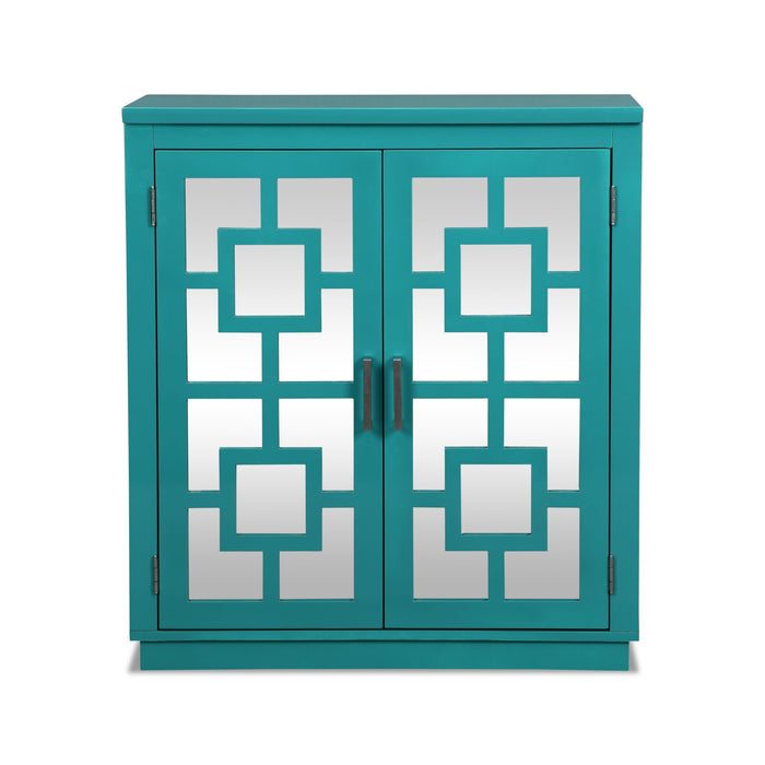 Darci 31.5\" Accent Cabinet with Mirrored Doors - Blue