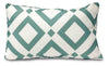 White and Turquoise Diamond Outdoor Accent Pillow 