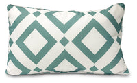 White and Turquoise Diamond Outdoor Accent Pillow  