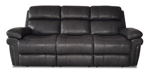 Denver Genuine Leather Power Reclining Sofa with Power Headrest - Charcoal