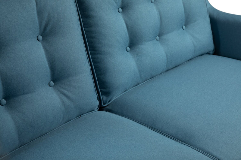 Novalee 75.5\" Linen-Look Sofa with Flared Arms and Button Tufting - Blue