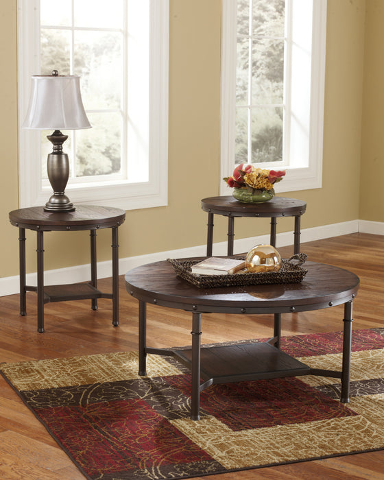 Sandling 3-Piece Coffee and Two End Tables Package - Brown