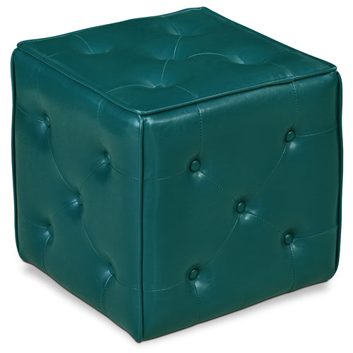 Talbott 17.5" Cube Ottoman - Teal Faux Leather