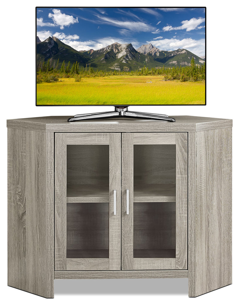 Videt 42" Corner TV Stand – Dark Taupe - Contemporary style TV Stand in Taupe Wood
