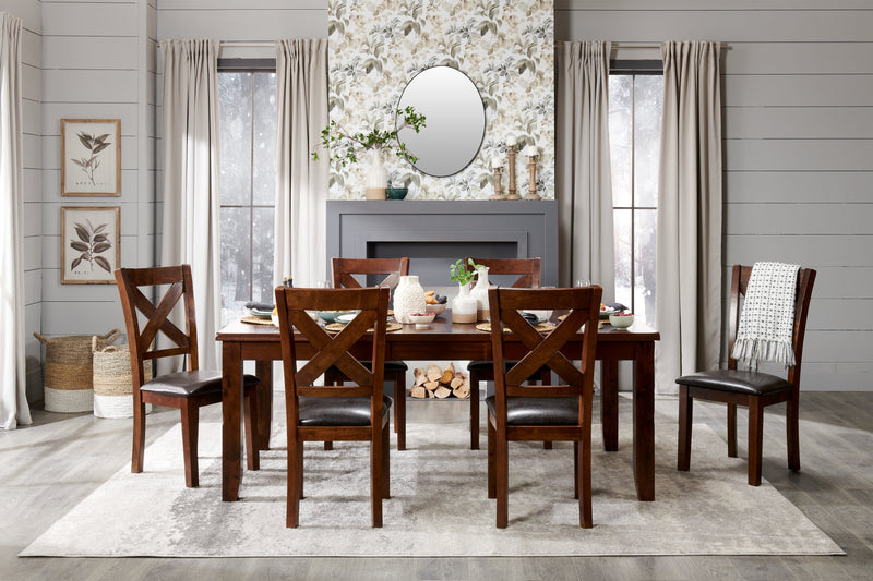 Talia 7pc Dining Set with Table & 6 Chairs, 60-78\"W Extension - Brown