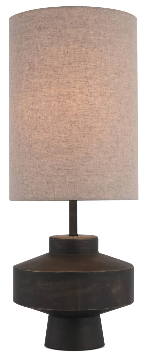 Dark Metal Table Lamp with Linen Shade