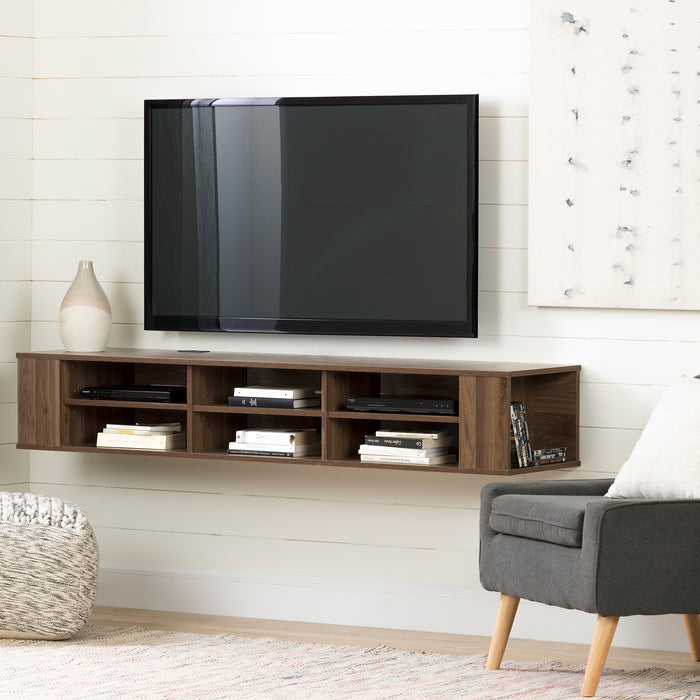 City Life Wide Wall Mounted Console - Natural Walnut
