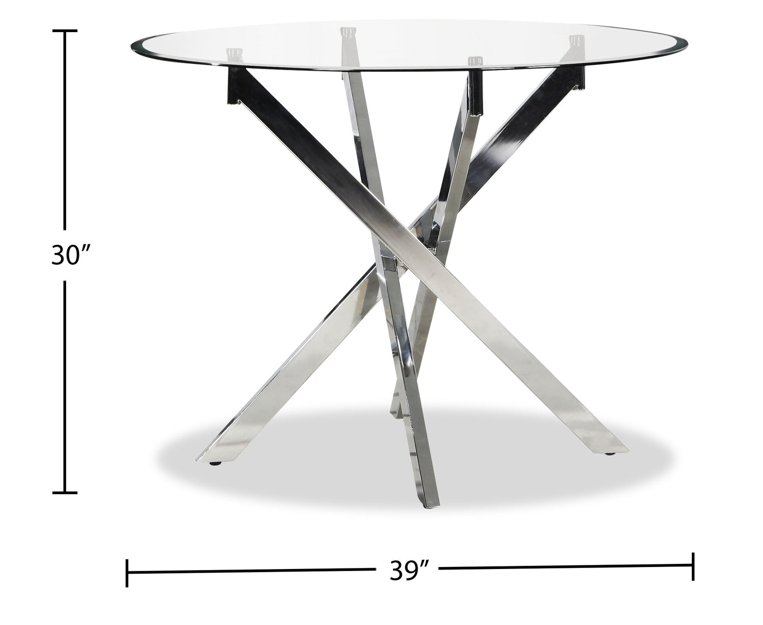 Tori Dining Table with Glass Top Metal Geometric Base 39 W Silver