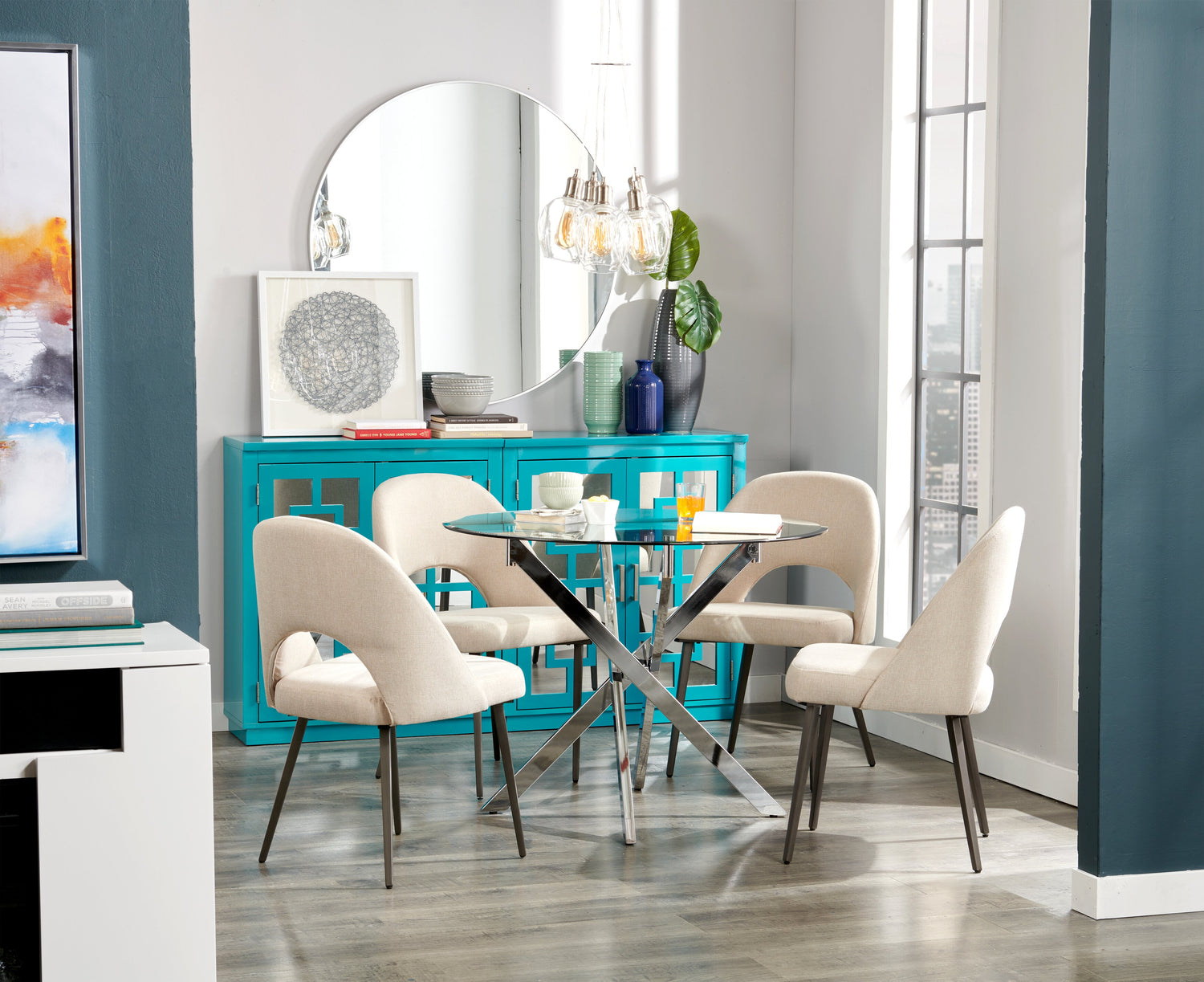 Glass table with bench and chairs discount
