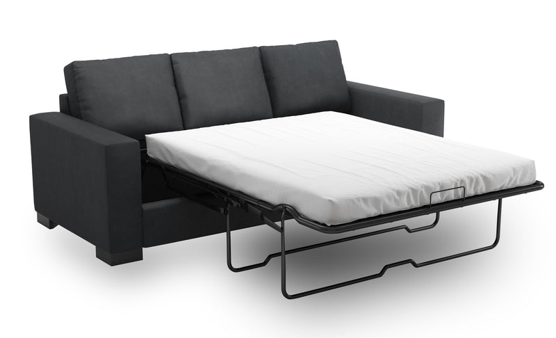 Made in Canada Customizable Sofa Lab Track 85\" Linen-Look Fabric Sofa Bed with Track Arms - Pax Pepper Grey