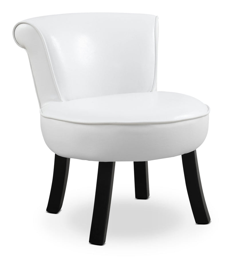 Monarch Children's Accent Chair – White - Contemporary style Accent Chair in White Wood and Faux Leather