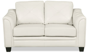 Andi Leather-Look Fabric Loveseat - Beige