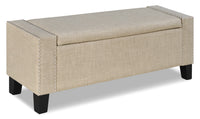 Milan Linen-Look Fabric Storage Ottoman - Beige