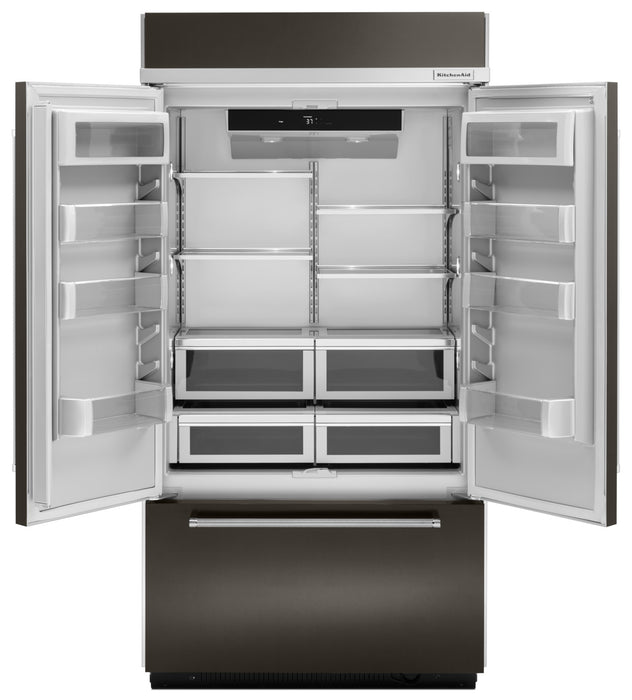 KitchenAid 42\" 24.2 Cu. Ft. Bottom-Mount Refrigerator - Black Stainless Steel with PrintShield™ Finish - KBFN502EBS