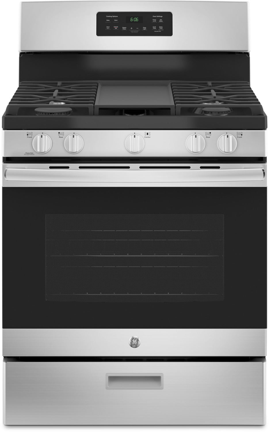 GE 5.0 Cu. Ft. Freestanding Steam-Clean Gas Range – JCGBS66SEKSS | The Brick