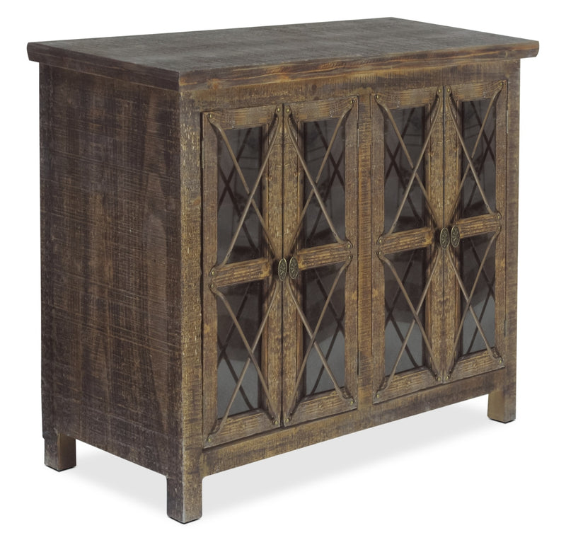 Makati Accent Cabinet – Brown - Rustic style Accent Cabinet in Dark Brown Hardwood Solids and Medium Density Fiberboard