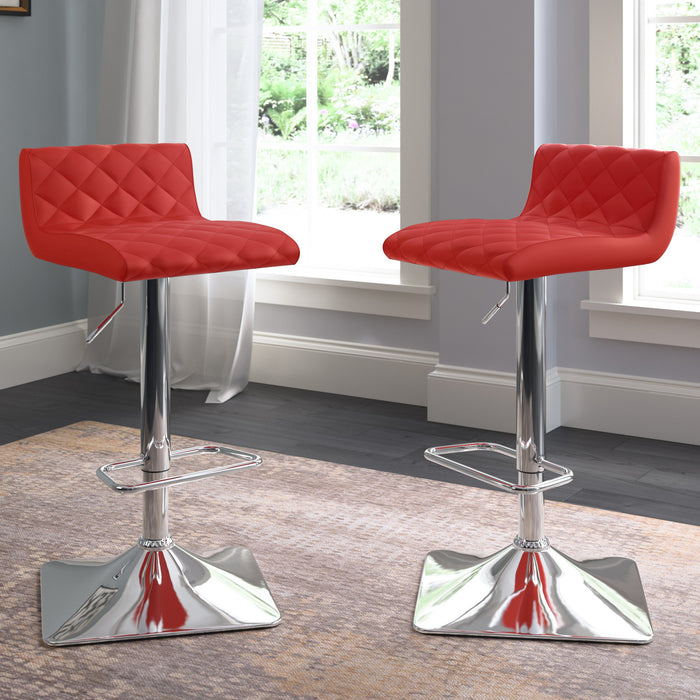 Coen Adjustable Bar Stool, Set of 2 – Red