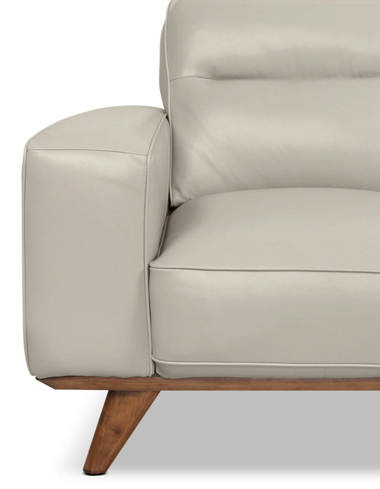 Kai Genuine Leather Loveseat – Silver