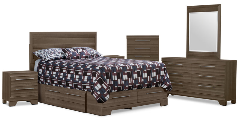 Olivia 8-Piece Queen Storage Bedroom Package – Grey