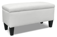 White leather clearance storage ottoman