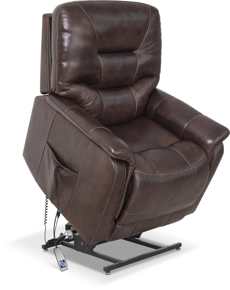 Parker Genuine Leather Power Lifting Recliner – Brown - Contemporary style Chair in Brown