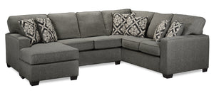 Verona 2-Piece Brushed Linen-Look Fabric Left-Facing Sectional - Charcoal