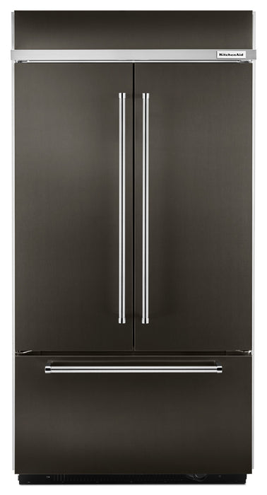 KitchenAid 42\" 24.2 Cu. Ft. Bottom-Mount Refrigerator - Black Stainless Steel with PrintShield™ Finish - KBFN502EBS