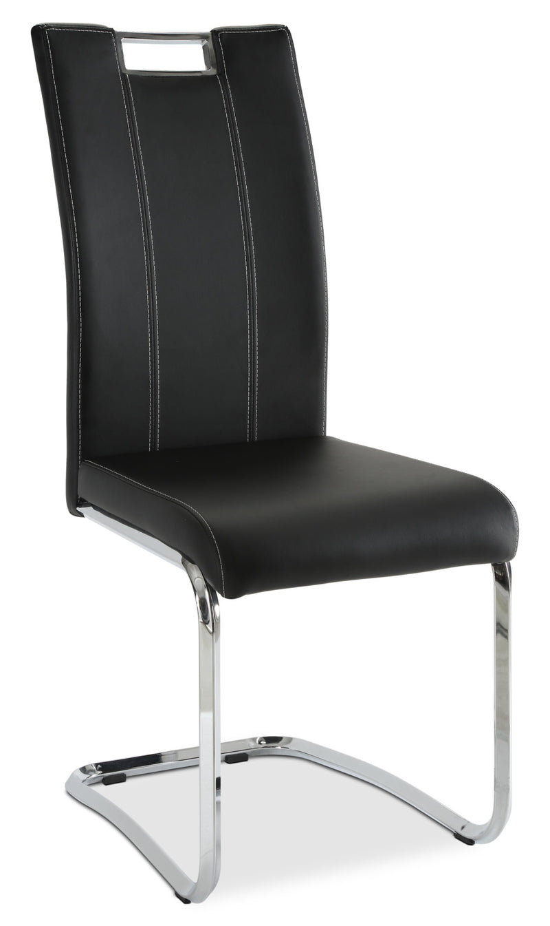 Tuxedo Dining Chair – Black - Modern style Dining Chair in Black Steel and Faux Leather