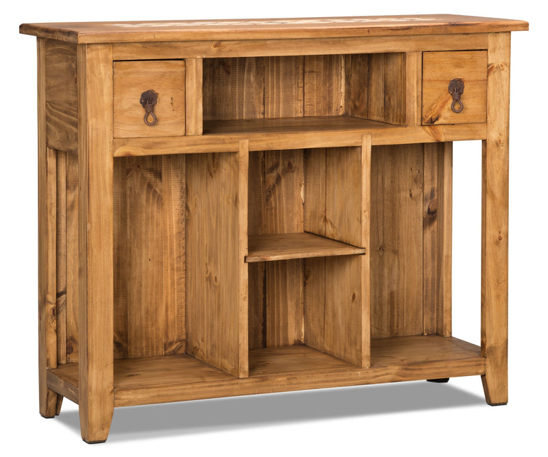 Santa Fe Rusticos Solid Pine Sofa Table with Marble Inset - Rustic style Sofa Table in Pine Wood/Stone