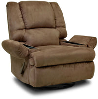 Recliner 5598 Padded Suede Swivel Rocker with Storage Arms - Mocha
