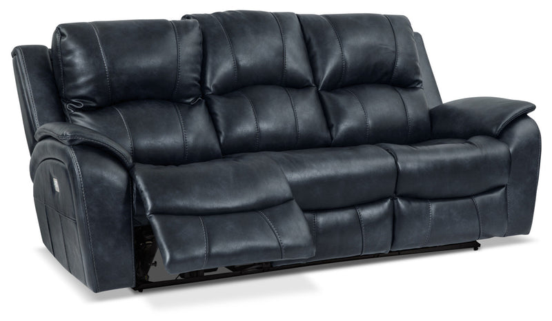 Kory Leather-Look Fabric Power Reclining Sofa – Dark Blue