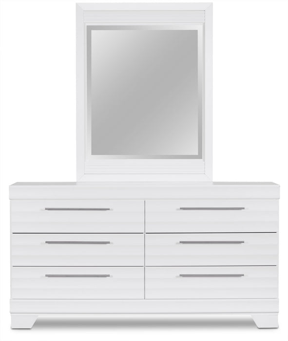 Olivia 6pc Bedroom Set with Storage Bed, Dresser, Mirror & Nightstand, Made in Canada, White - Full Size