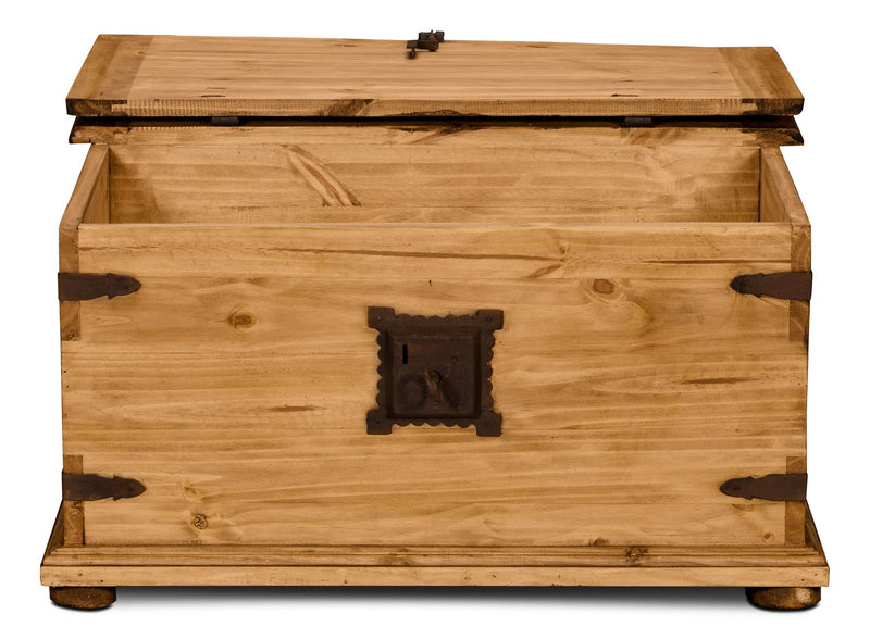 Santa Fe Rustico 35.5\" Rustic Square Coffee Table with Storage - Natural Pine with Trunk Style