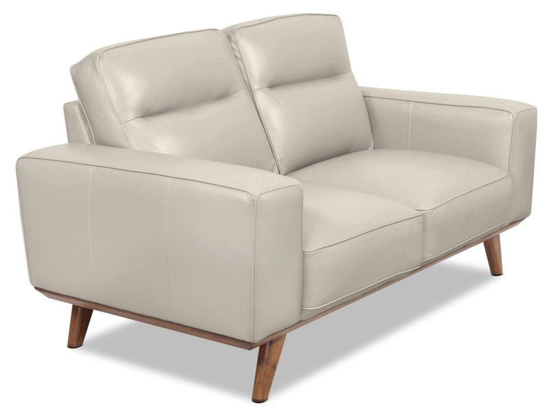 Kai Genuine Leather Loveseat – Silver