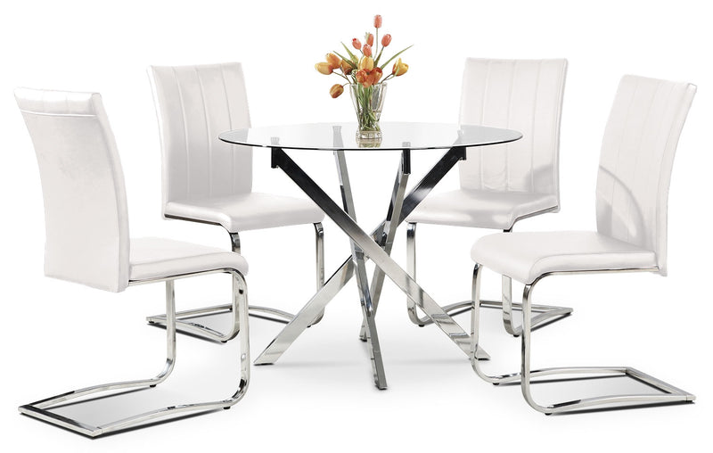Tori 5-Piece Dining Package - White - Modern style Dining Room Set in White