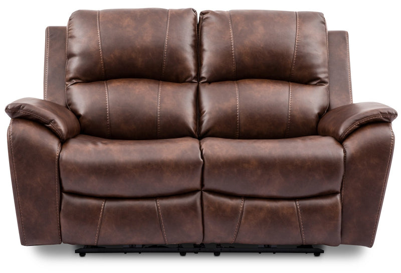 Kory Leather-Look Fabric Power Reclining Loveseat – Pecan