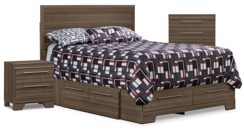 Olivia 5-Piece Queen Storage Bedroom Package with Chest and Nightstand – Grey