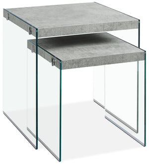 Yonah 2-Piece Nesting End Table – Cement Grey|Ensemble 2 tables de bout gigogne Yonah – gris ciment|YONCMNST
