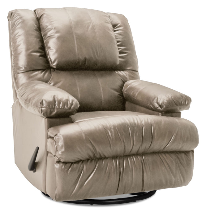 Recliner 5598 Bonded Leather Swivel Rocker with Storage Arms - Putty
