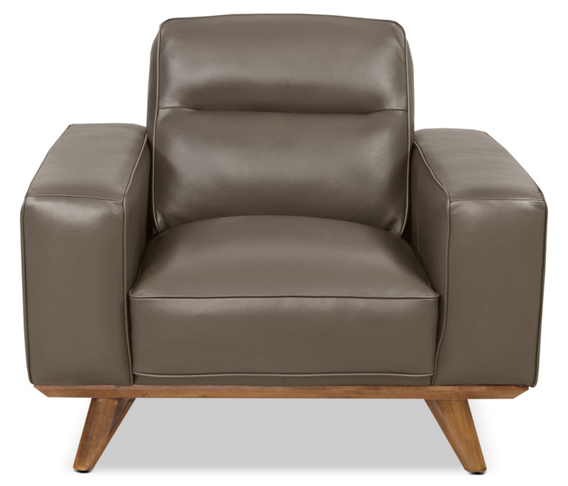 Kai Genuine Leather Chair – Grey