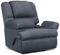 Recliner 5598 Padded Suede Rocker with Storage Arms - Navy